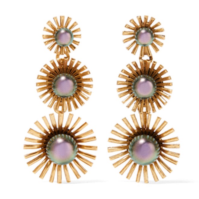 Elizabeth Cole Leonie 24­ Karat Gold­ Plated Swarovski Pearl Earrings