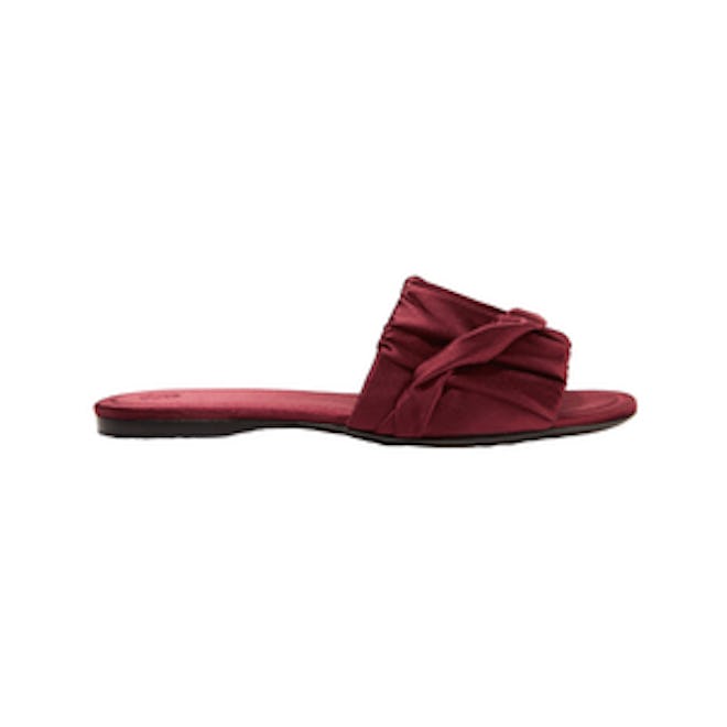 Ellen Ruched Satin Slides