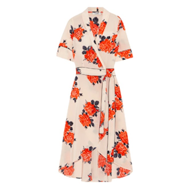 Harness Floral-Print Silk Crepe De Chine Wrap Dress