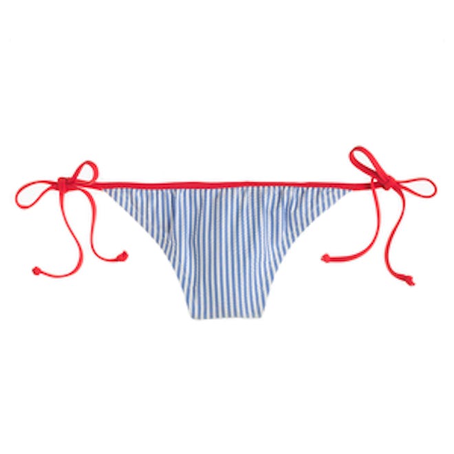 Tipped Seersucker String Bikini Bottom
