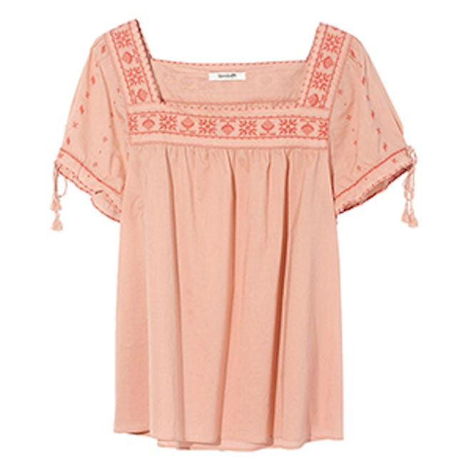 Embroidered La Villa Peasant Top