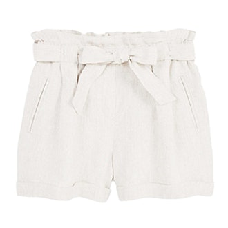 Linen-Blend High-Waist Shorts