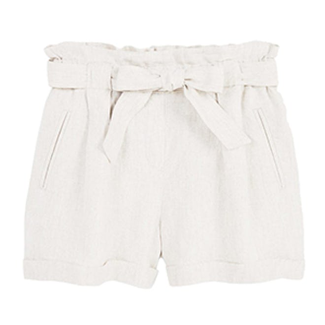 Linen-Blend High-Waist Shorts