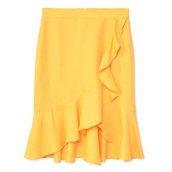 Ruffled Linen-Blend Skirt