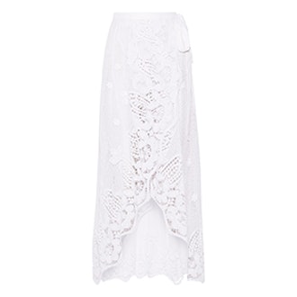 Valencia Crocheted Cotton-Lace Wrap Maxi Skirt