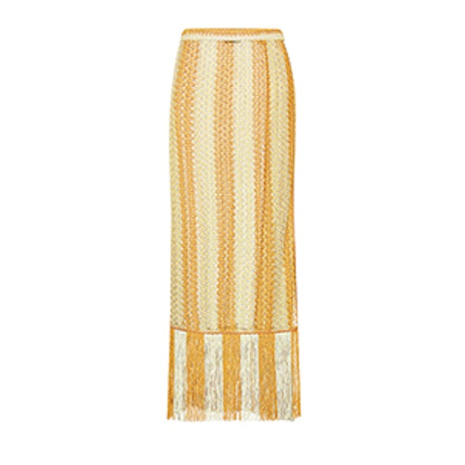 Crochet-Knit Striped Wrap Skirt