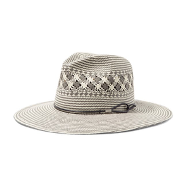 Rag & Bone Leather­ Trimmed Woven Paper Straw Fedora
