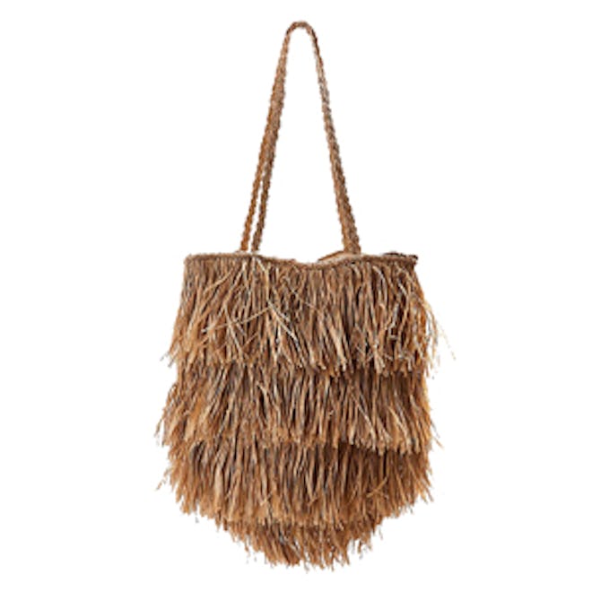 Fringed Straw Tote Bag