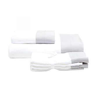 Cotton Terrycloth Towels with Linen Border