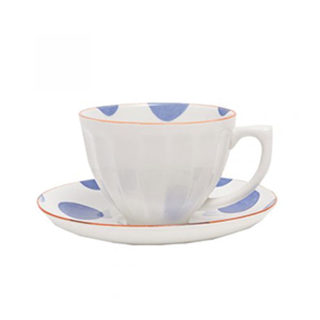 Polka Dots Porcelain Teacup and Saucer