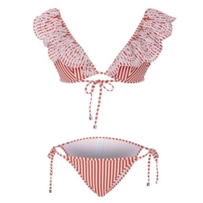Merdiain Striped Triangle Bikini Set