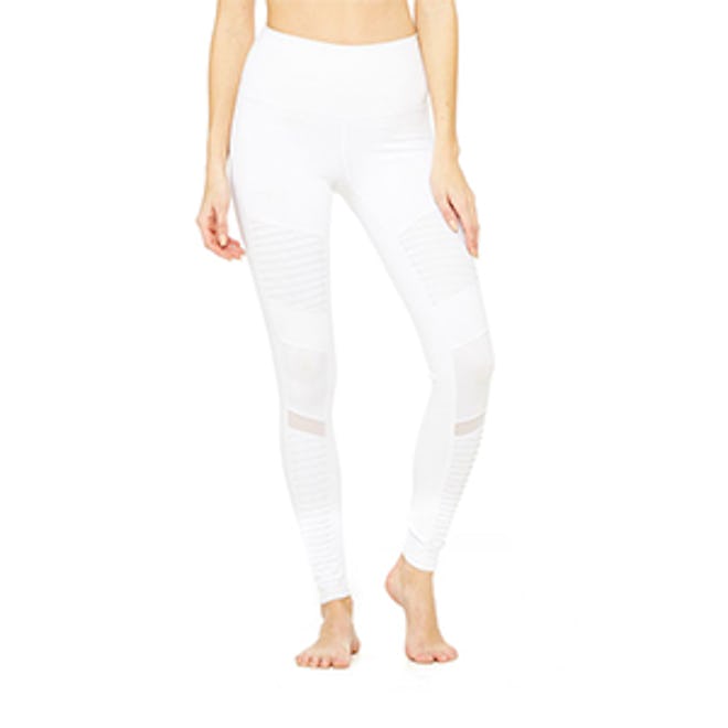 High-Waist Moto Legging In White/White Glossy