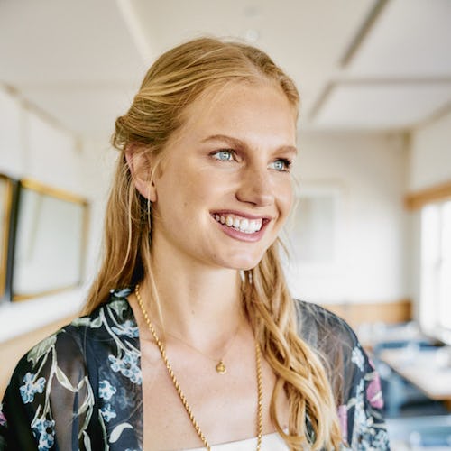 A model wearing a necklace from The Brave Collection by Jessica Hendricks Yee