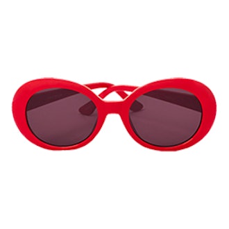 Retro Oval Sunglasses In Red