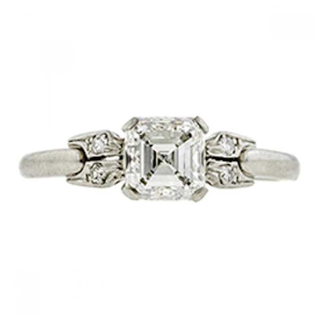 Art Deco Diamond Engagement Ring, Asscher Cut 1.00ct
