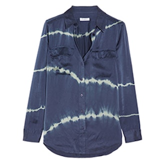 Slim Signature Tie-Dyed Washed-Silk Shirt