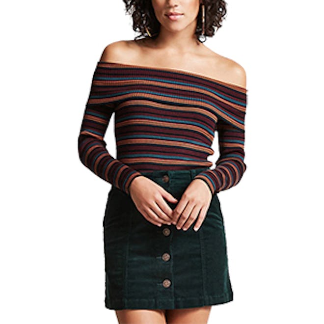 Striped Off-The-Shoulder Sweater