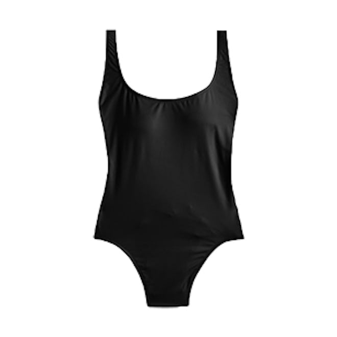 Plunging Scoopback One-Piece Swimsuit In Italian Matte