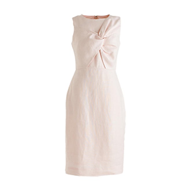 Tall Drape Knot Dress In Irish Linen