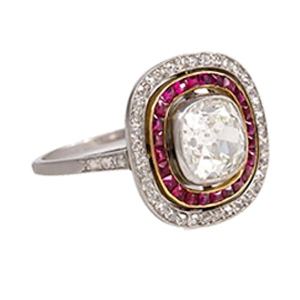 French Art Deco Ruby And Diamond Ring