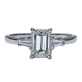 MidCentury Emerald Cut Diamond Engagement Ring