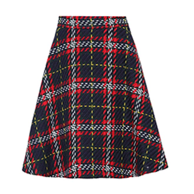Plaid Virgin-Wool Tweed Skirt