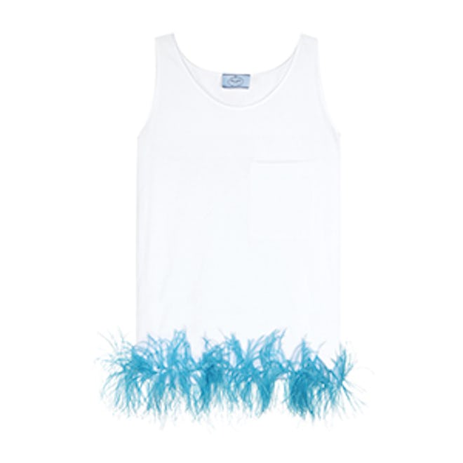 Feather-Trimmed Cotton Top