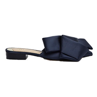 Satin Oversized Flat Bow Backless Loafer