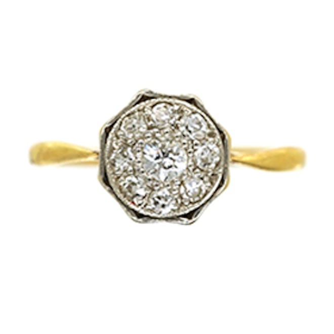 Art Deco 18ct Gold & Platinum Octagonal Diamond Ring