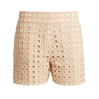 Embroidered Eyelet Cotton-Blend Shorts