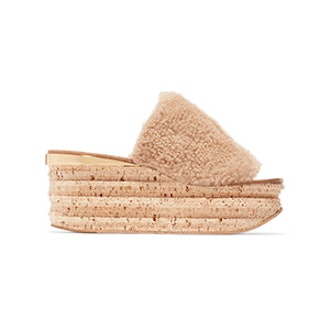 Camille Shearling Platform Slides