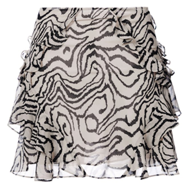 Printed Frill Trim Mini Skirt