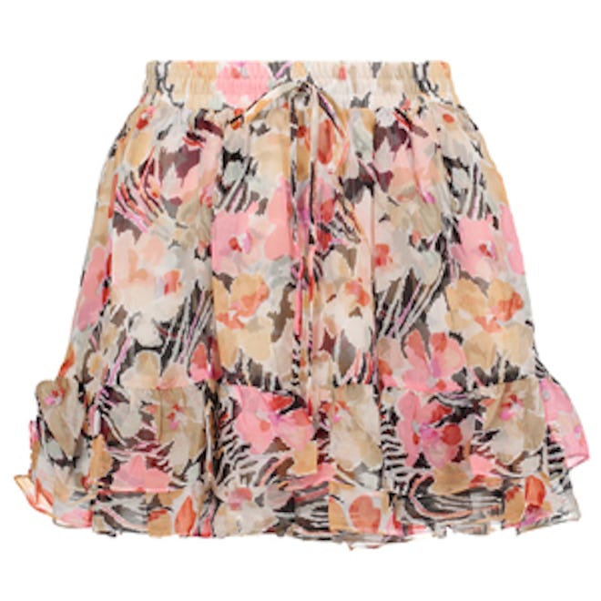Laurel Floral-Print Crinkled Silk-Georgette Mini Skirt