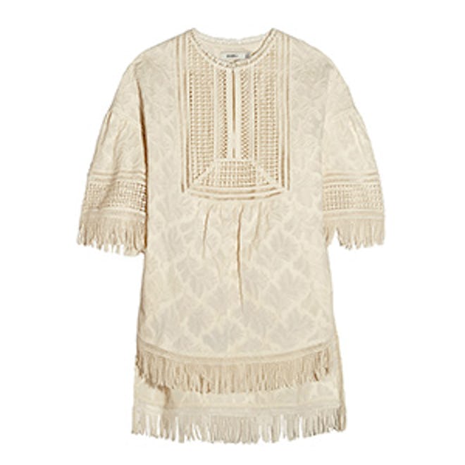 Fringed Embroidered Cotton Top