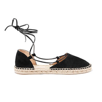 Lace-up Suede and Leather Espadrilles