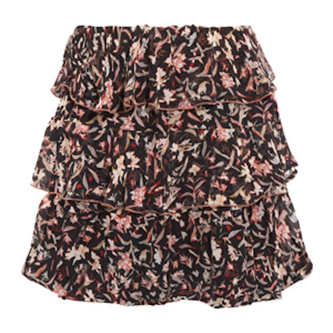 Ruffled Printed Georgette Mini Skirt
