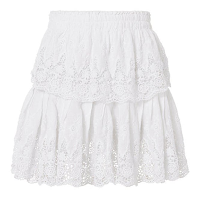 Ruffled White Mini Skirt