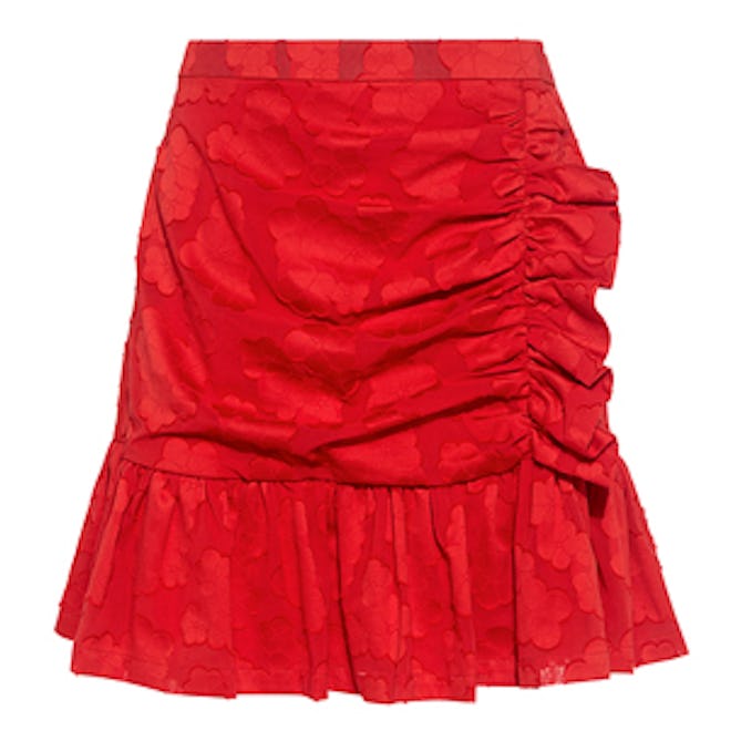 Elmira Floral Damask Ruffle Mini Skirt
