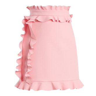Ruffle-Trimmed Crepe Mini Skirt