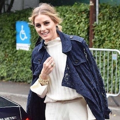 WHAT SHE WORE: Olivia Palermo in Paris with tan ONE by Meli Melo Thela bag