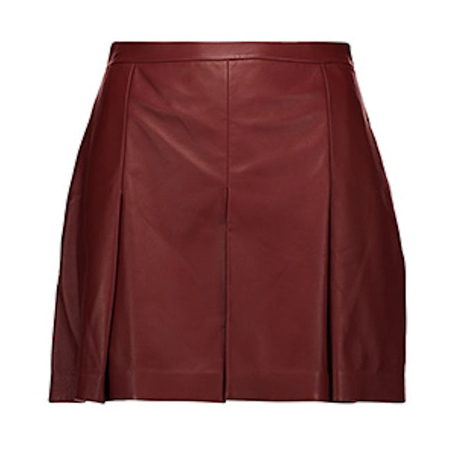 Pleated Leather Shorts