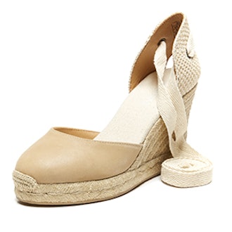 Tall Leather Espadrille Wedge Sandal