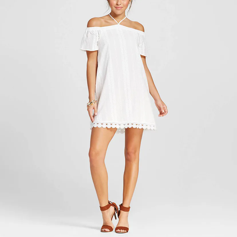 target white off the shoulder dress White Off Shoulder Dresses