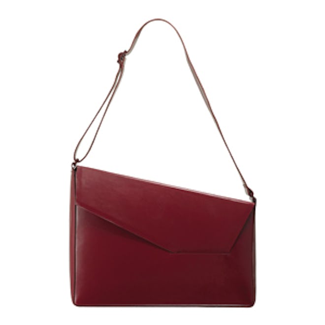 Geometric Structured Leather Shoulder Bag