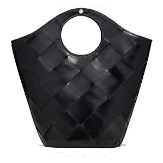 Market Woven Leather Shopper Tote Bag