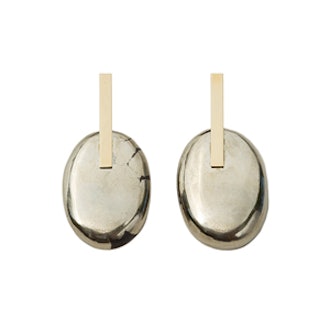 Small Pyrite Cabochon Earrings