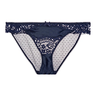 Isabel Floating Corded Lace, Satin And Point D’Espirit Brief