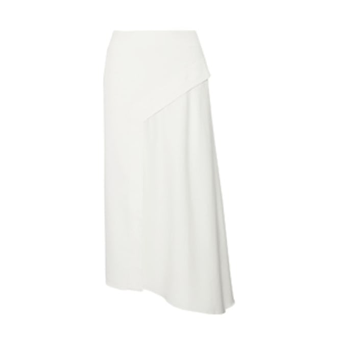 Asymmetric Twill Midi Skirt