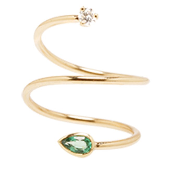 Gemfields Emerald And Diamond Swirl Ring