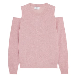 Cold-Shoulder Metallic Wool-Blend Sweater